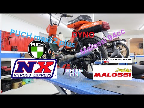 puch maxi 2 plus 94cc malossi testarossa med (lattergas) 27HP dyno