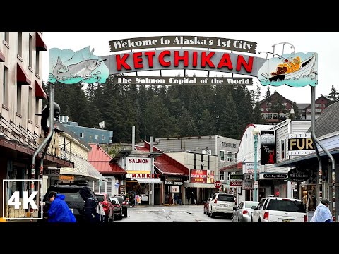 ☔️ Rainy Ketchikan, Alaska Walking Tour to Creek Street | Exploring the Pacific Northwest in 4K