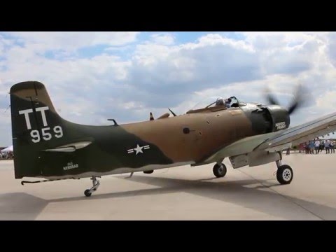 1952 DOUGLAS AD-4N Skyraider roll out and wing deploy