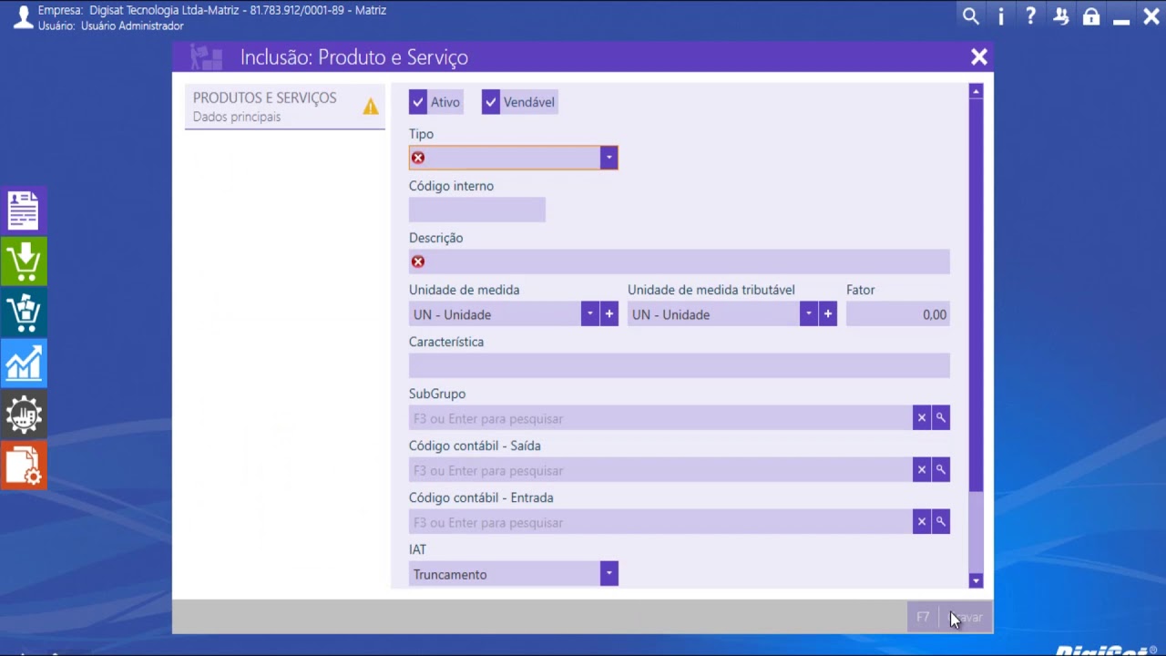 ADMI Cadastro Produto