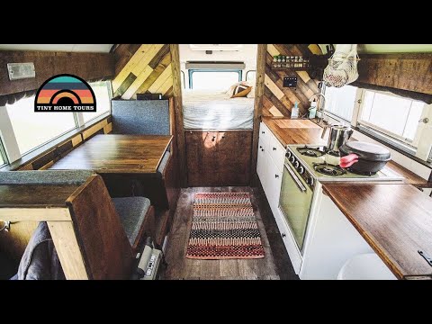 Couples Custom DIY MINI SCHOOL BUS CONVERSION - Full Of Clever Tiny Living Design Hacks