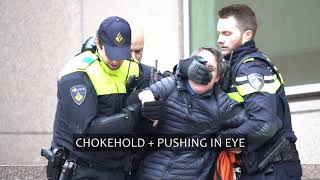 XR Nonviolent protest at Shell HQ in Den Haag / The Hague, Riot police violence - politiegeweld
