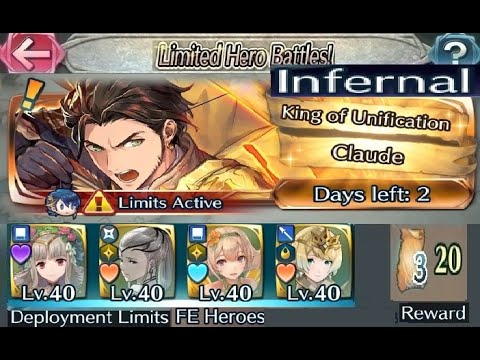 The battle with Limited unit : Vs. Legend! Claude - Infernal (with F2P units, SI and seals)