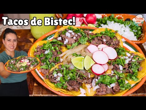 TACOS de BISTEC Estilo CALLEJEROS | con Salsa Verde TAQUERA |