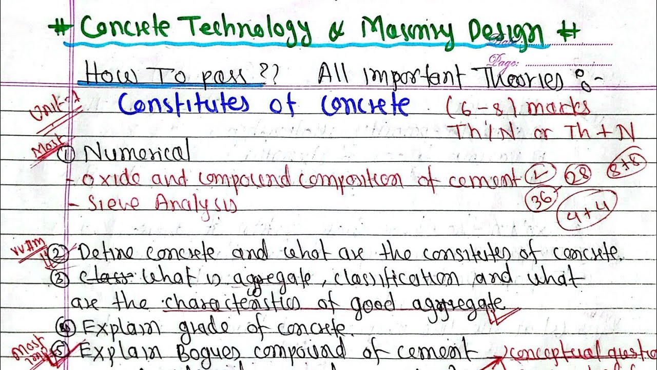 How to pass Concrete Technology & Masonry Design? All Important Theory|Concrete Technology BE Civil