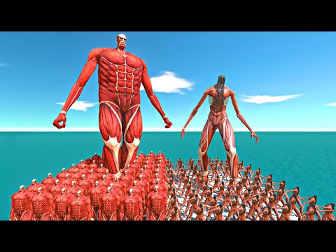 Colossal Titan vs Eren Titan - Animal Revolt Battle Simulator