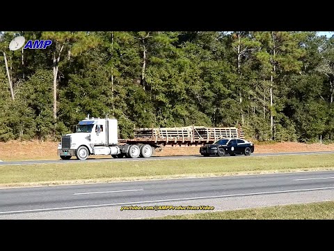 Florida Highway Patrol Pasing Freightliner | Truckspotting 110323