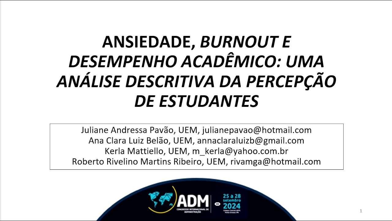 Ansiedade, burnout e desempenho acadêmico: uma análise descritiva da percepção de estudantes