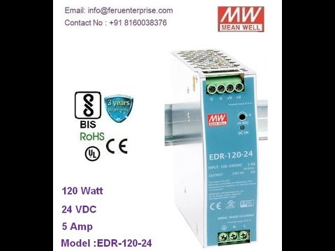 Edr-120-24 meanwell smps power supply, 87.5%, output voltage...