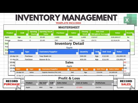 Excel Inventory Management | Automated Template with VBA for Stock, Sales Tracking, Profit & loss