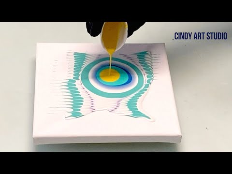 "Blossom" Acrylic puddle pour with pearl cells. Acrylic pouring abstract art for beginners easy.