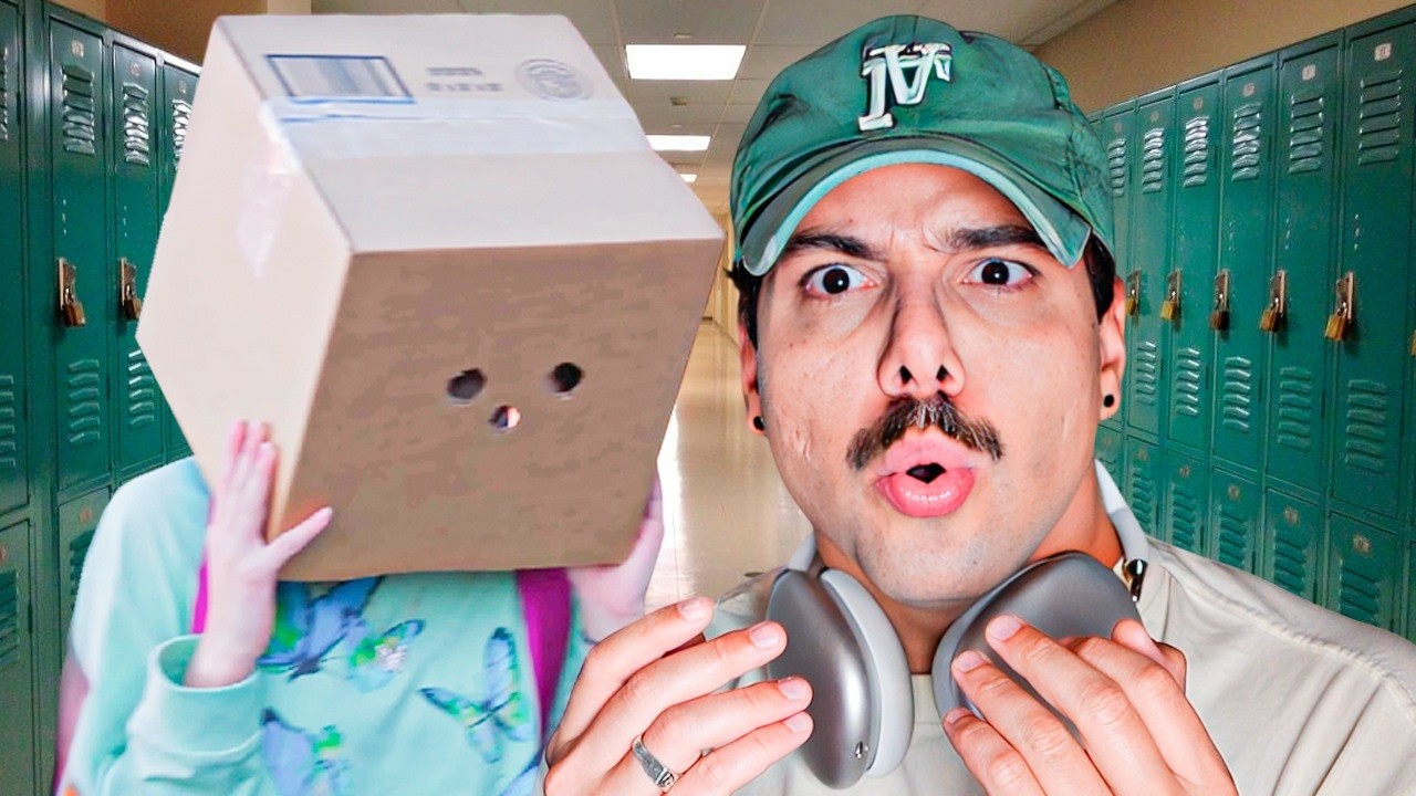 She’s scared to show her face and goes around with a box on her head.