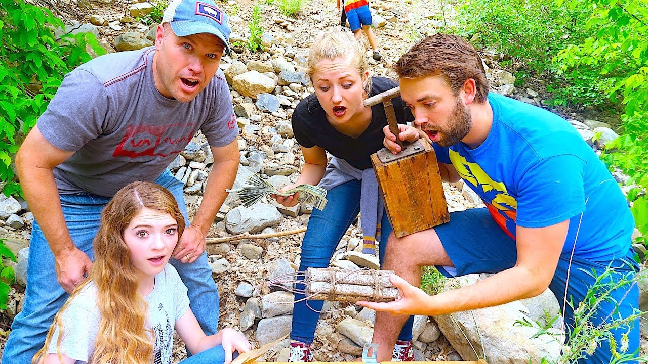 Real Explosives! Treasure Hunt Search For The Bandits Cash With That YouTub3 Family The Beach House