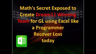 Create Dream11 winning team for IPL 2021 to win Grand Leagues GL using Easy Excel to Recover Loss