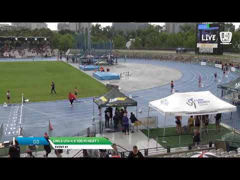 Girls U14 4 x 100m Heat 1- 2018 SUBWAY State Relay Championships // LAVicTV