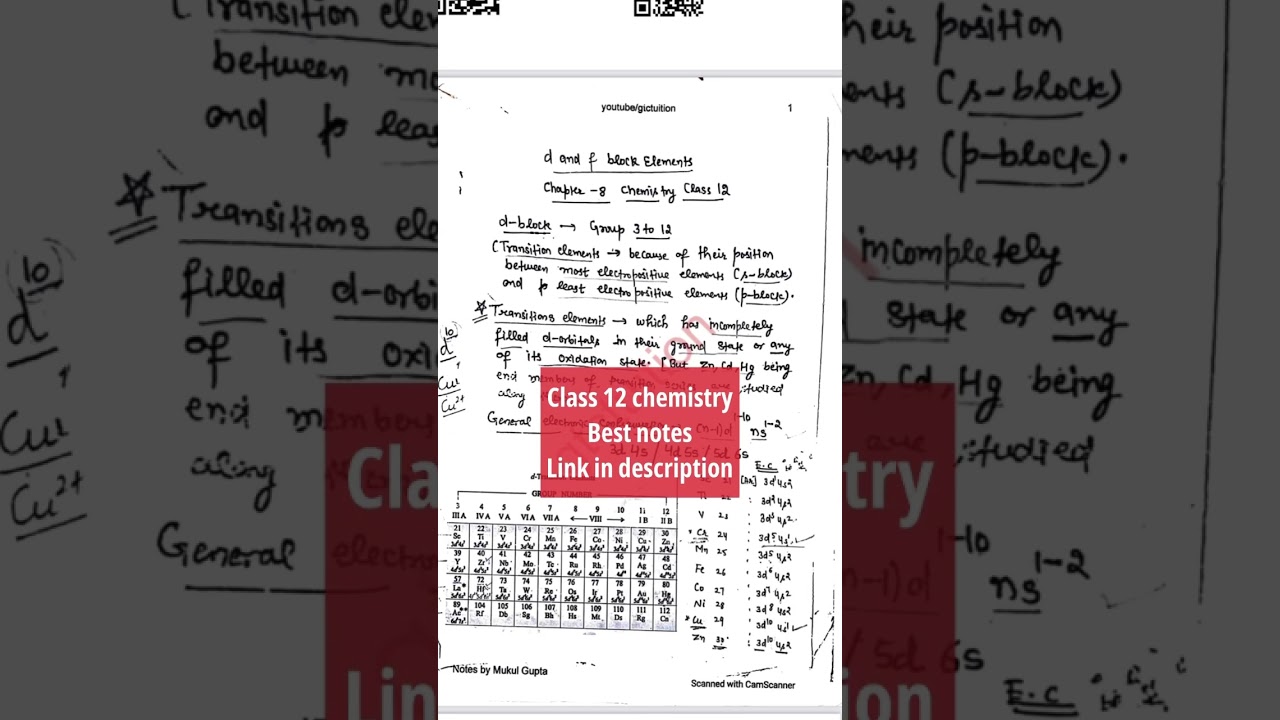 Class 12 chemistry notes d and f block #chemistry #cbse #class12 #notes