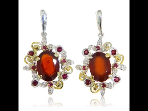 Cercei Argint 925 Accente Aurite Granat Rodolit Naturale - Eleganta Regala