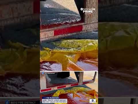 A truck hauling 40,000 pounds of Frank’s RedHot sauce spilled part of its load