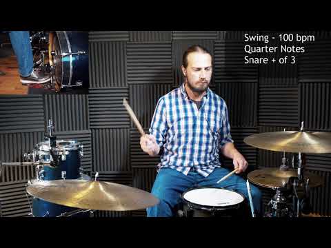 Drum Tutorial - Swing - Basic Limb independence - Step 4 - Ride and Snare (+ of 3)