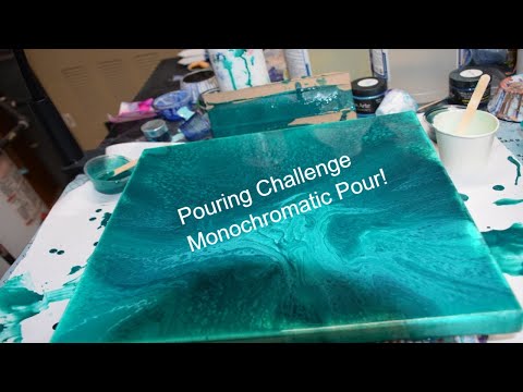 DA10 Acrylic Pouring~ Green Monochromatic Pour 91% Alcohol and Really Cool Cells