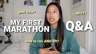 MARATHON Q&A 🏃🏻‍♀️ How To Balance Strength Training + Running? Goal Time? *my FIRST marathon ever*