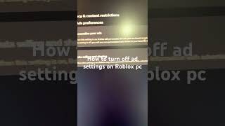 How to turn off ad settings on Roblox pc