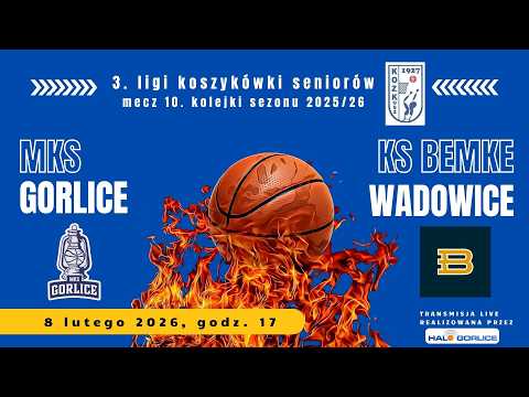 Mecz 3. ligi koszykówki seniorów: MKS Gorlice - KS BEMKE Wadowice (8 lutego 2026)