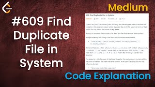 YouTube video 'Find Duplicate File in System | Live Coding with Explanation | Leetcode - 609'