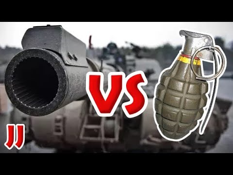 What happens if a grenade is tossed down a tank barrel?