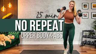 25 min. NO REPEAT Upper Body and Abs TRISETS Strength Training