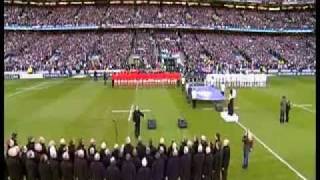 Becky Jane Taylor Leads Singing At Six Nations England v Wales