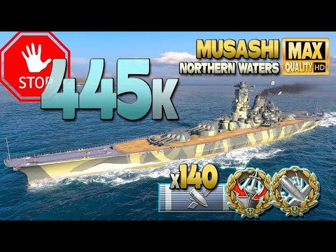 Battleship Musashi: 445k in Arms Race - World of Warships