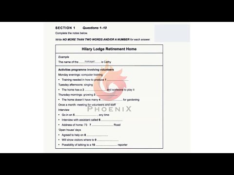 HILARY LODGE RETIREMENT HOME | THE NAME OF THE MANAGER IS CATHY | IELTS LISTENING WITH ANSWERS