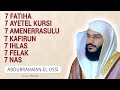 7 Fatiha 7 Ayetel Kursi 7 Amenerrasulu 7 Kafirun 7 İhlas 7 Felak 7 Nas Abdurrahman El Ussi