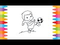 How to Draw Boy Playing Football Step by Step