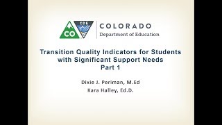 Webinar: Transition Quality Indicators for Students with Significant Support Needs - Part 1