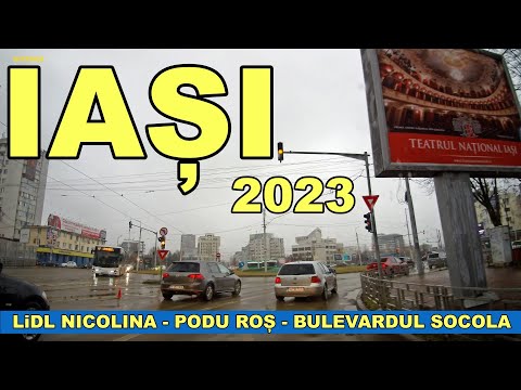 Orasul IASI traseu Parc Nicolina - Podu Ros - Blvd. Socola spre Bucium februarie 2023 video 4K