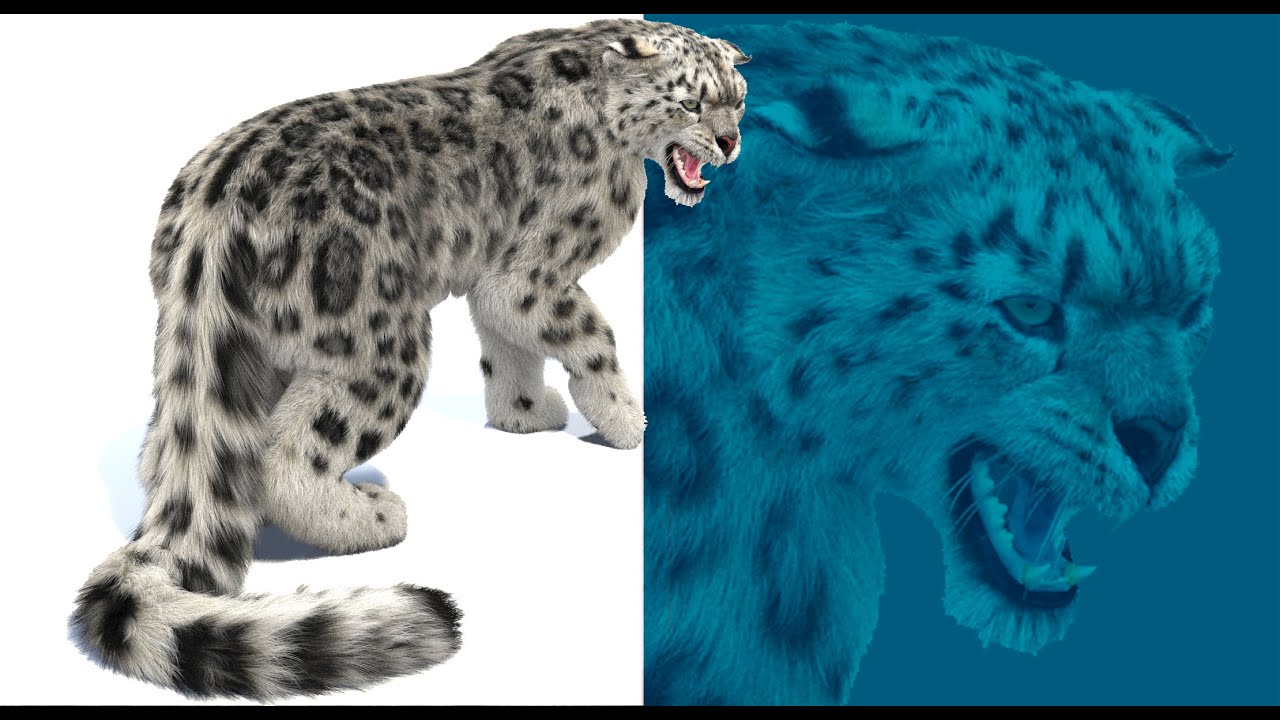 Rigged Snow Leopard Fur 3D Model