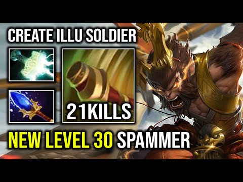 NEW Level 30 Monkey King Spammer Aghs Created Unlimited Illusion Soldier Vs 10K MMR PL Dota 2
