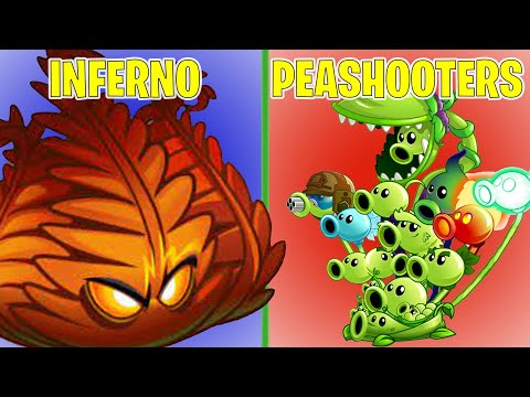 INFERNO vs Every PEASHOOTERS - Plants vs Zombies 2 MOD