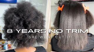SHE WILL NOT CUT HER HAIR!!! It’s against her religion to cut her hair!