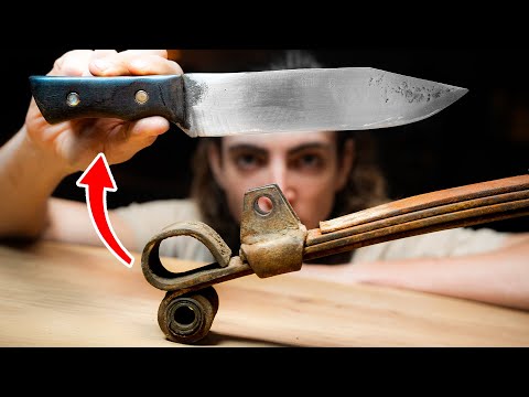 Ich schmiede ein MESSER aus einer rostigen PLATTFEDER