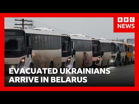 Evacuated Ukrainians from Russian-occupied Oleshky arrive in Belarus | BBC News