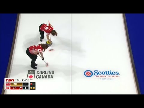 #stoh2020 Old time brushing: Rachel Brown & Dana Ferguson sweeping on same side