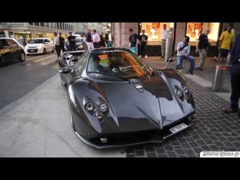Pagani Zonda F full carbon in Geneva - Loud Sound & Acceleration