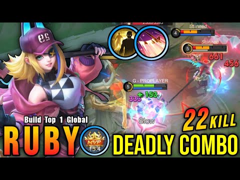 22 Kills!! Deadly Flicker Combo Ruby MVP 15.4 Points!! - Build Top 1 Global Ruby ~ MLBB