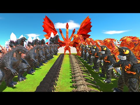New Mecha Godzilla 2021 Fire Vs Team Space Godzilla Death run -Animal Revolt Battle Simulator