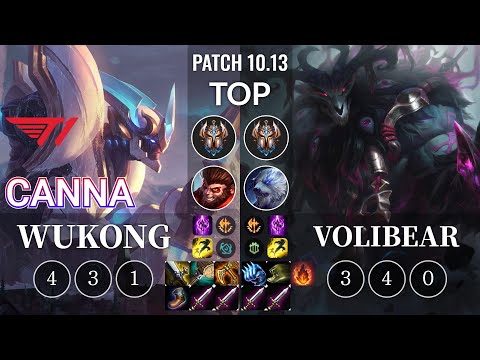 T1 Canna Wukong vs Volibear Top - KR Patch 10.13