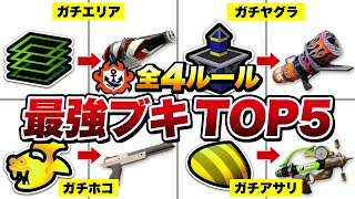 【スプラ3】 バンカラマッチ各ルールのおすすめブキTOP5をまとめてみた【ガチエリア】【ガチホコ】【ガチヤグラ】【ガチアサリ】