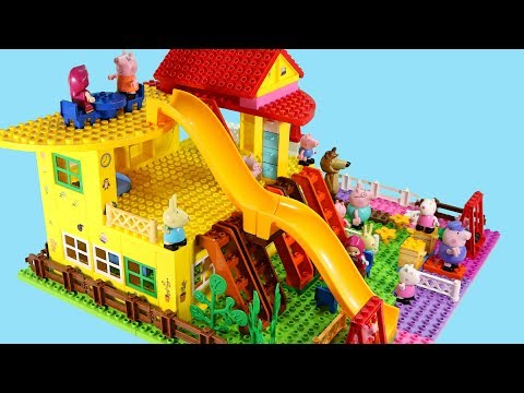 Peppa Pig Blocks Mega House LEGO Creations Sets With Masha And The Bear Legos Toys For Kids #42
